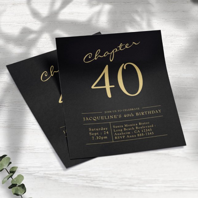 Black Gold Budget 40th Birthday Invitation Flyer (Creator Uploaded)