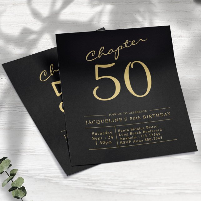 Black Gold Budget 50th Birthday Invitation Flyer (Creator Uploaded)