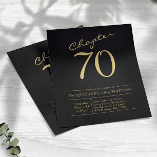 Black Gold Budget 70th Birthday Invitation Flyer