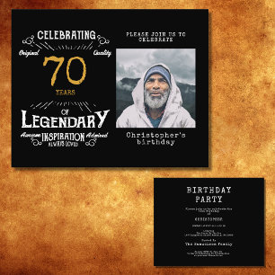 Black Gold Budget 70th Birthday Invitation Flyer