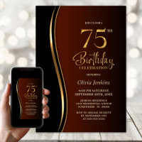 Black Gold Burnt Orange 75th Birthday Party