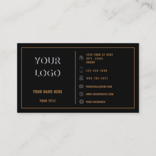 Black Gold Business Card Example with Logo