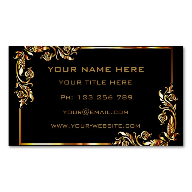 Black Gold Business Card Magnet Your Own Design (Front)