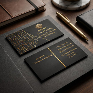Black & Gold Business Card with Customisable Logo