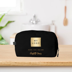 Black gold business logo name signature dopp kit