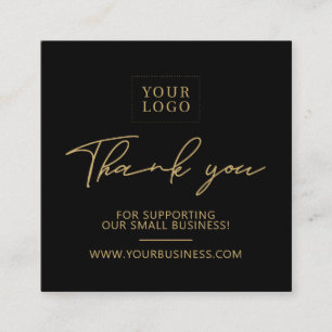 Black & Gold   Business Logo Packaging Thank you Square Business Card
