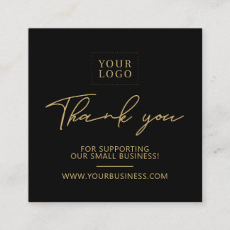 Black & Gold | Business Logo Packaging Thank you Square Business Card