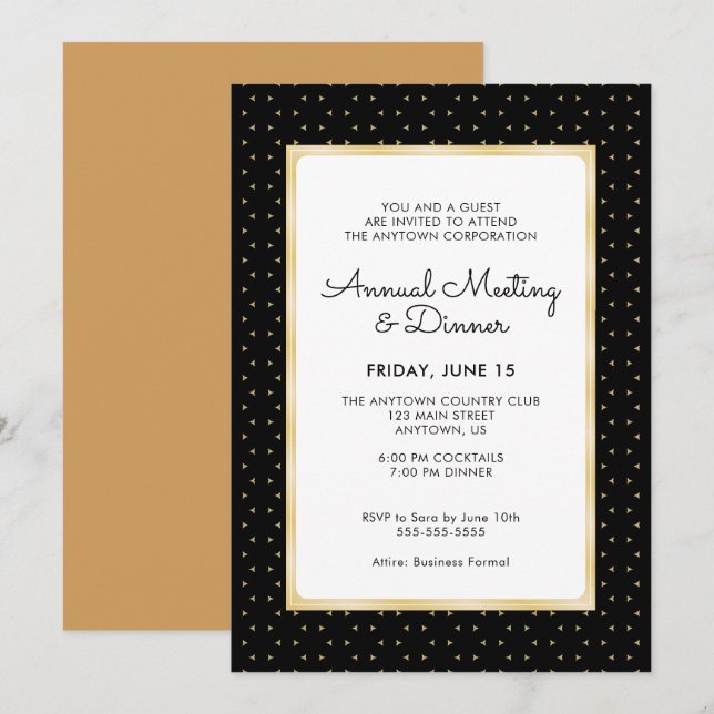 Black & Gold Business Professional Annual Dinner Invitation (Front/Back)