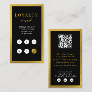 Black Gold Business Simple QR Code Loyalty  Business Card