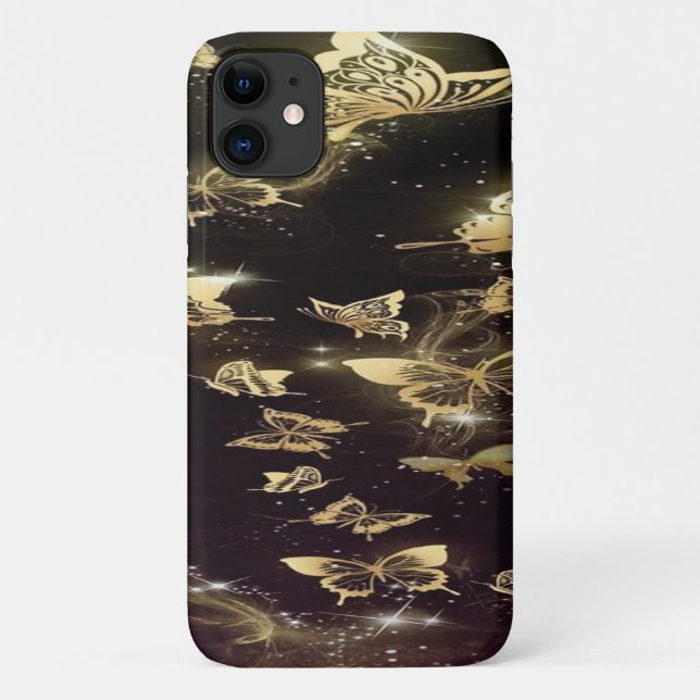 black gold butterflies Case-Mate Barely There iPhone Case (Back)