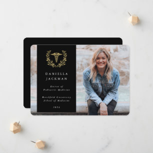 Black/Gold Caduceus Medical School Photo Announcement