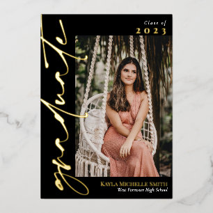 Black & Gold Calligraphy Photo Graduation