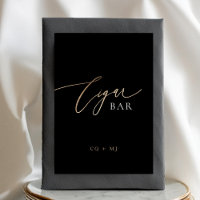 Black Gold Calligraphy Wedding Cigar Bar Sign