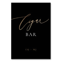 Black Gold Calligraphy Wedding Cigar Bar Sign