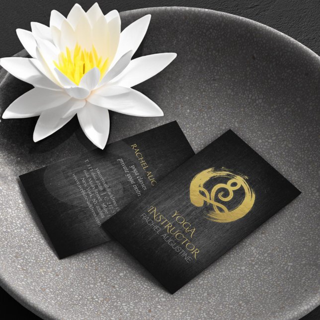 Black Gold Calligraphy Yoga Meditation ZEN Symbol Business Card (Creator Uploaded)