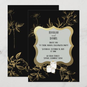 Black & Gold Candle Halloween Party Invitation