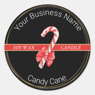 Black & Gold Candy Cane Candle Product Label