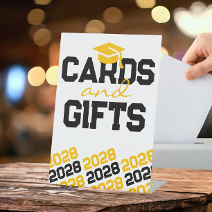 Black & Gold Cards & Gifts Graduation Table Pedestal Sign