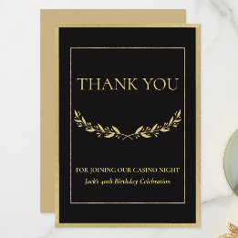 Black & Gold Casino Night Thank You Card