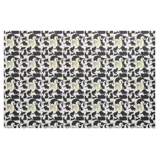 Black Gold Cats Fabric (Fat Quarter)