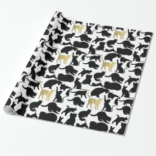 Black Gold Cats Wrapping Paper