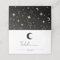 Black & Gold Celestial Moon Stars Wedding Table 