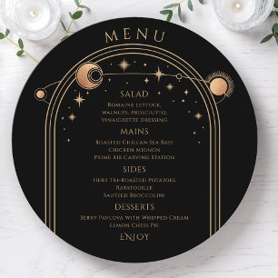 Black Gold Celestial Orbit Wedding Menu