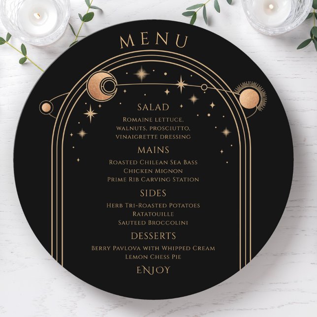 Black Gold Celestial Orbit Wedding Menu (Creator Uploaded)