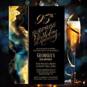 Black Gold Celestial Surprise 95th Birthday Party Invitation