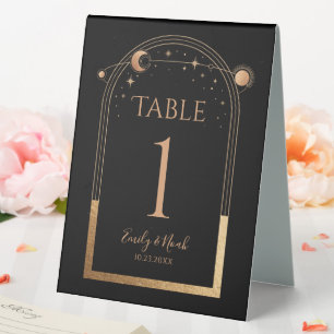 Black Gold Celestial Wedding Table Number