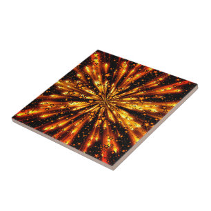 Black Gold Ceramic Tile with Stars