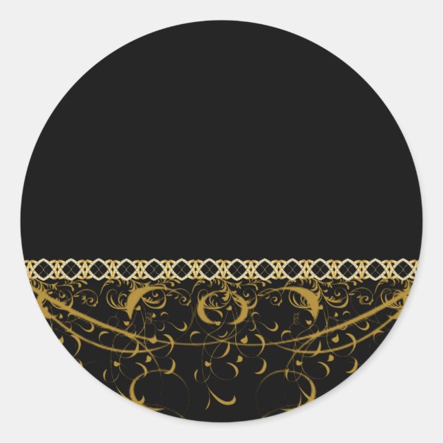 Black & Gold Chain Swirl Address Labels (Front)