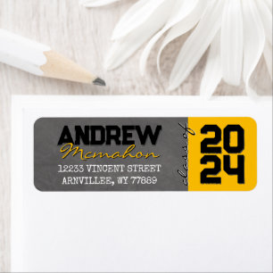 Black & Gold Chalkboard Graduation Return Address