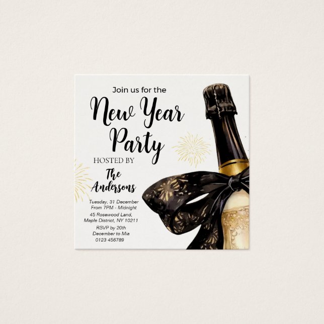 Black Gold Champagne Cheers New Years Eve Party (Front)