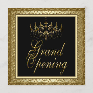 Black Gold Chandelier Business Grand Opening Invitation