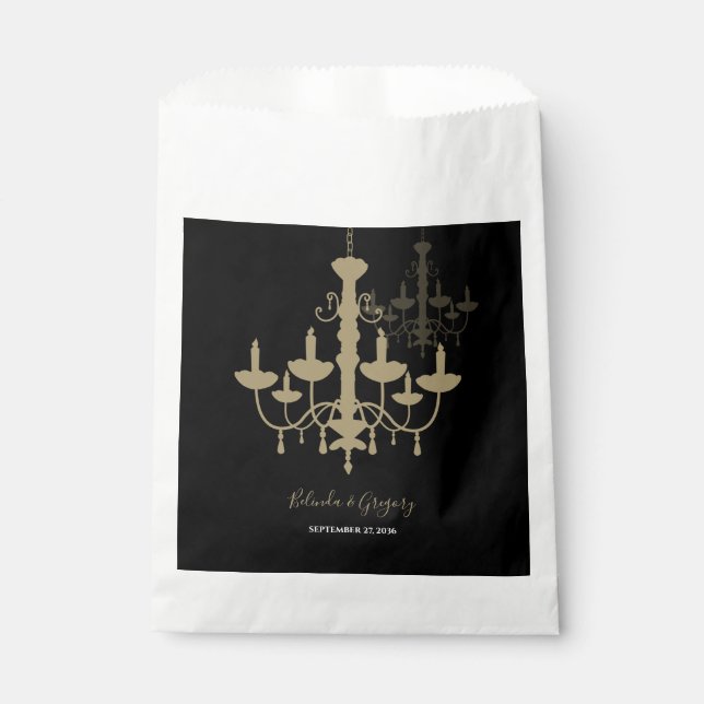 Black Gold Chandelier Wedding  Favour Bags (Front)