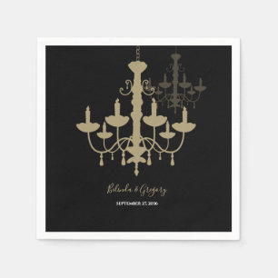Black Gold Chandelier Wedding  Napkin