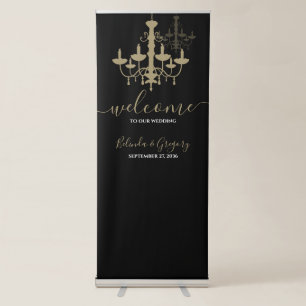 Black Gold Chandelier Wedding Welcome Sign