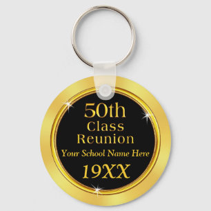 Black, Gold Cheap 50th Class Reunion Party Favors Key Ring