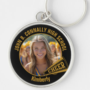 Black Gold Cheerleader Photo High School Key Ring