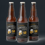 Black Gold Cheers And Beers Any Age Birthday Beer Bottle Label<br><div class="desc">Stylish cheers and beers to 50 years typography design in black,  gold and white,  custom it with your own text,  fun and unique,  great for any age adult birthday party for men,  or anniversary party for any occasion.</div>