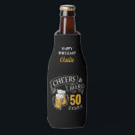 Black Gold Cheers And Beers Any Age Birthday Bottle Cooler<br><div class="desc">Stylish cheers and beers to 50 years typography design in black,  gold and white,  Custom it with your own text,  fun and unique,  great for any age birthday gift idea for men,  or anniversary party favours for any occasion.</div>
