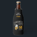 Black Gold Cheers And Beers Any Age Birthday Bottle Cooler<br><div class="desc">Stylish cheers and beers to 50 years typography design in black,  gold and white,  Custom it with your own text,  fun and unique,  great for any age birthday gift idea for men,  or anniversary party favours for any occasion.</div>