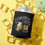 Black Gold Cheers And Beers Any Age Birthday Can Cooler<br><div class="desc">Stylish cheers and beers to 50 years typography design in black,  gold and white,  Custom it with your own text,  fun and unique,  great for any age birthday gift idea for men,  or anniversary party favours for any occasion.</div>