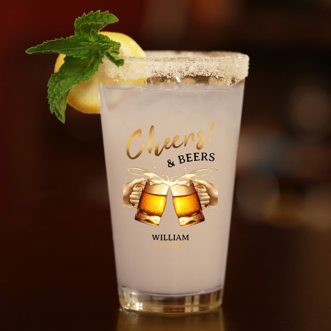 Black & Gold Cheers and Beers Glass (Black & Gold Cheers and Beers Glass)