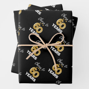 Black Gold Cheers to 60 Years Birthday Wrapping Paper Sheet