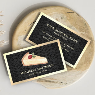 Black Gold Cheesecake Slice Pasty Chef Bakery Business Card