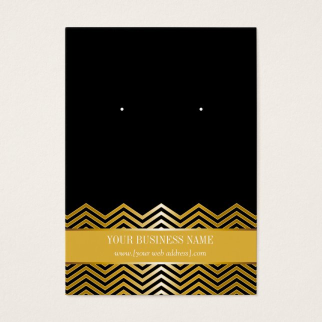 Black Gold Chevron Custom Earring Card (Front)