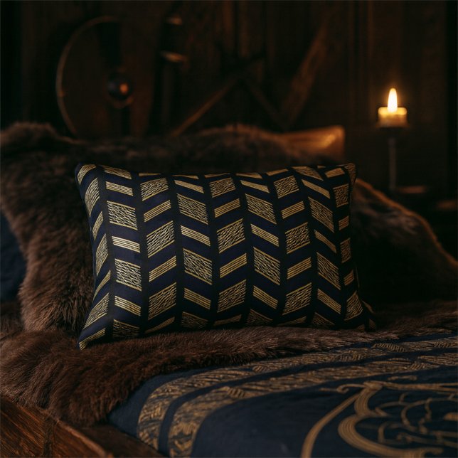 Black Gold Chevron Pattern Abstract Geometric Deco Decorative Cushion (Creator Uploaded)