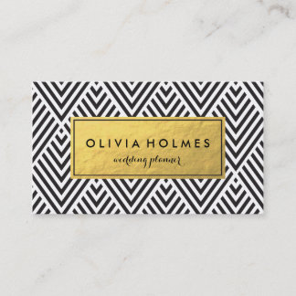 Black & Gold Chevron Pattern Business Card